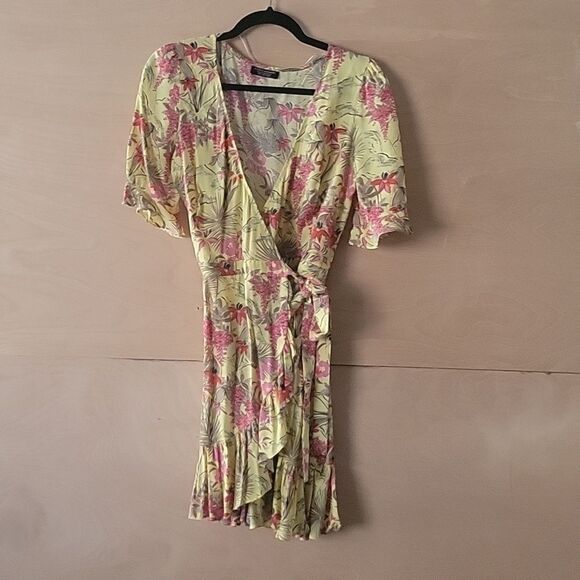 ZARA Floral Blogger CottageCore Festival Boho Feminine Summer Wrap Flowy Dress S - Picture 3 of 15